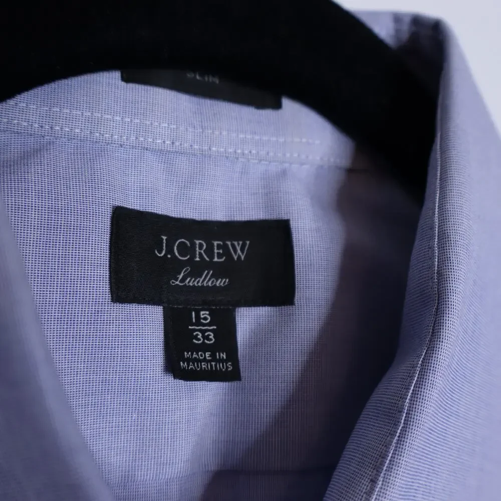 J. CREW Ludlow Slim Stretch Dress Shirt Blue Button Up Cotton Poplin Men's 15/33